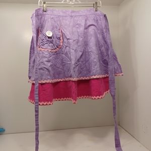 Handmade cotton Apron. Rick rack 1/2 apron pink purple apron